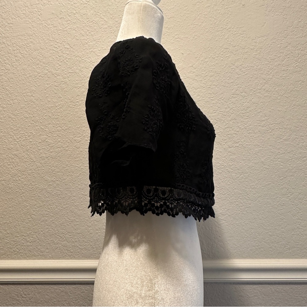 Zara Embroidered Lace Sheer Crop Top Size S - Picture 6 of 6